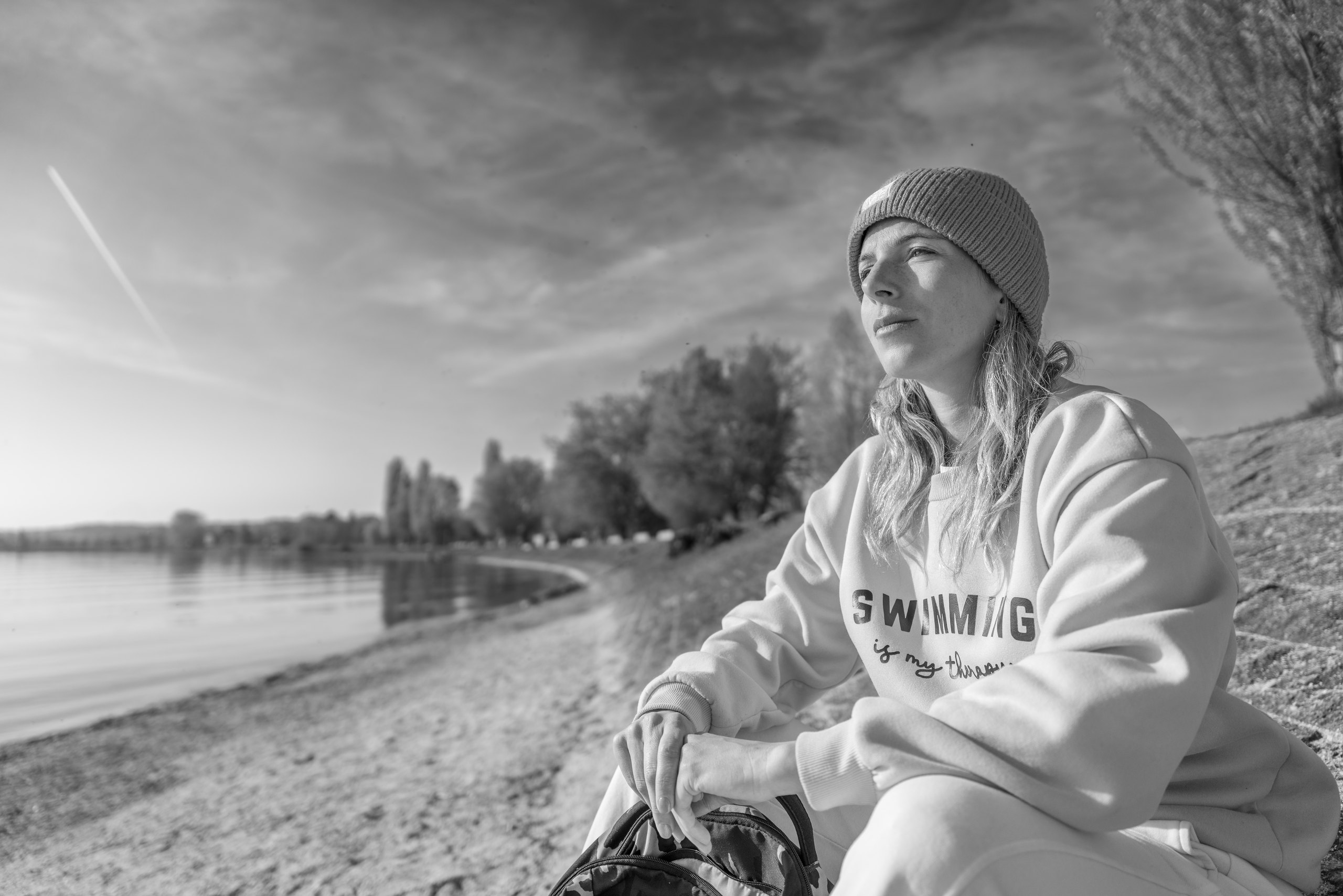 Environmental portrait by the lake
